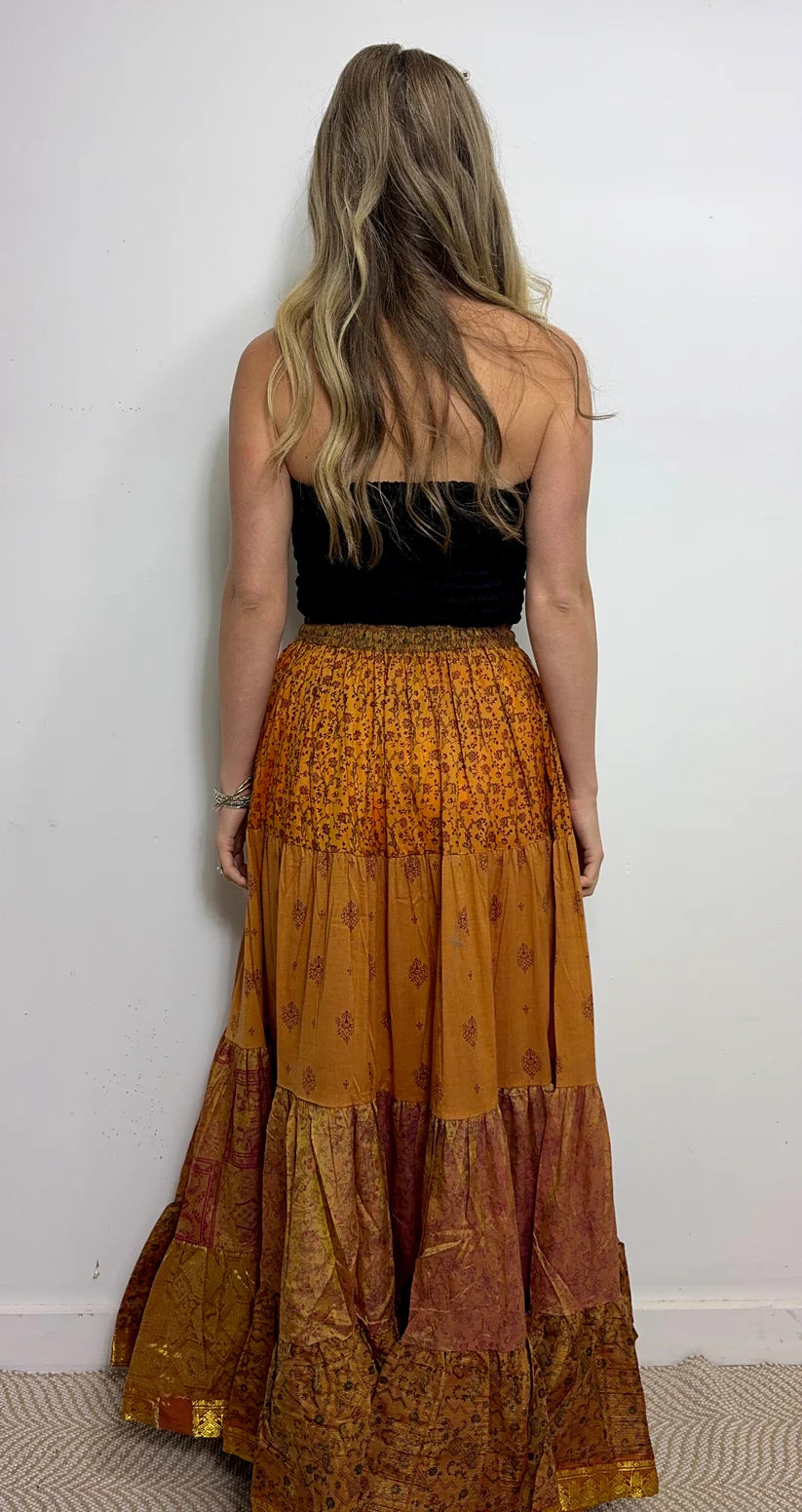Yelena Gypsy Silk Tiered Skirt