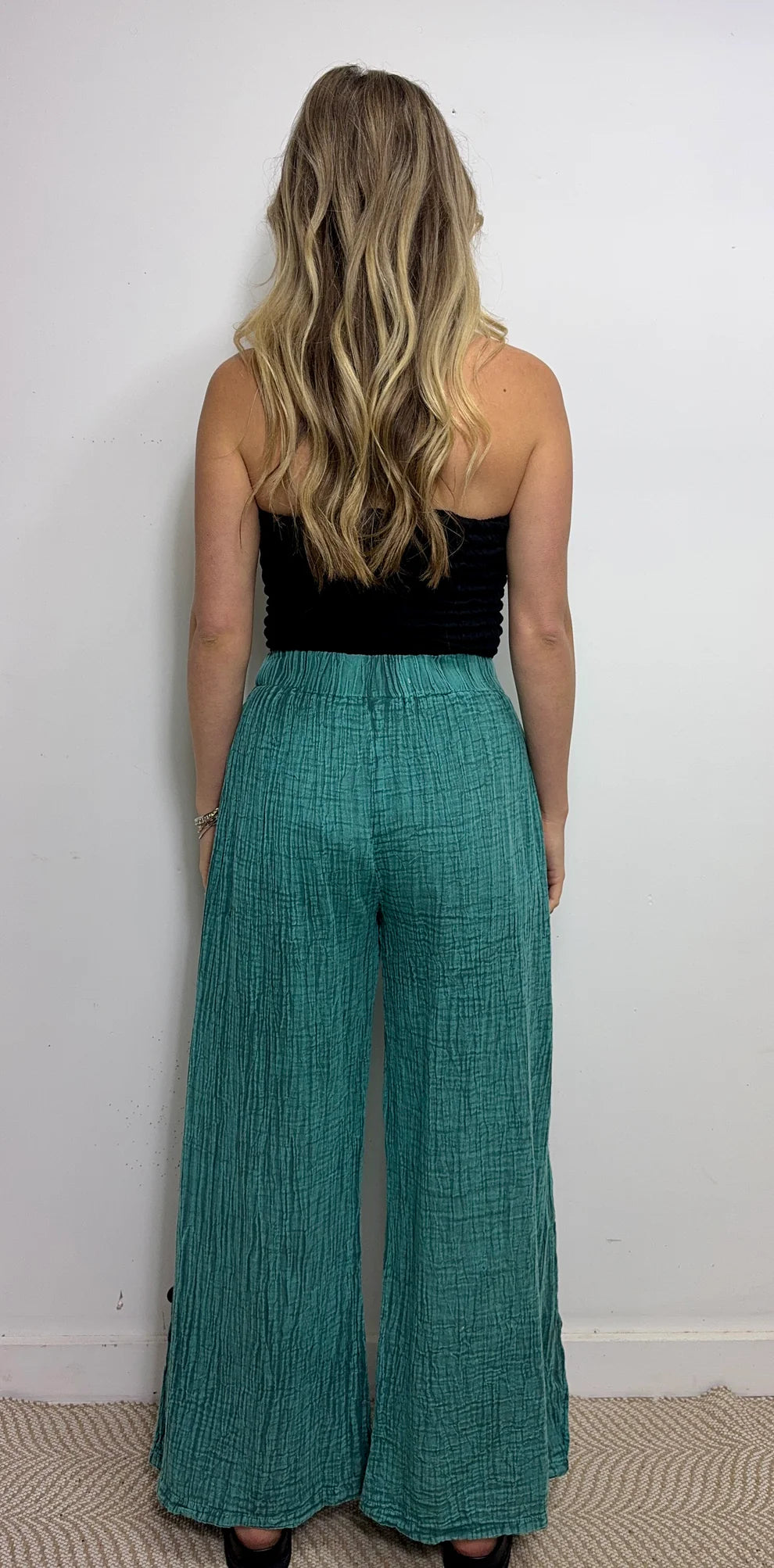 Cotton Stonewash Button Pants