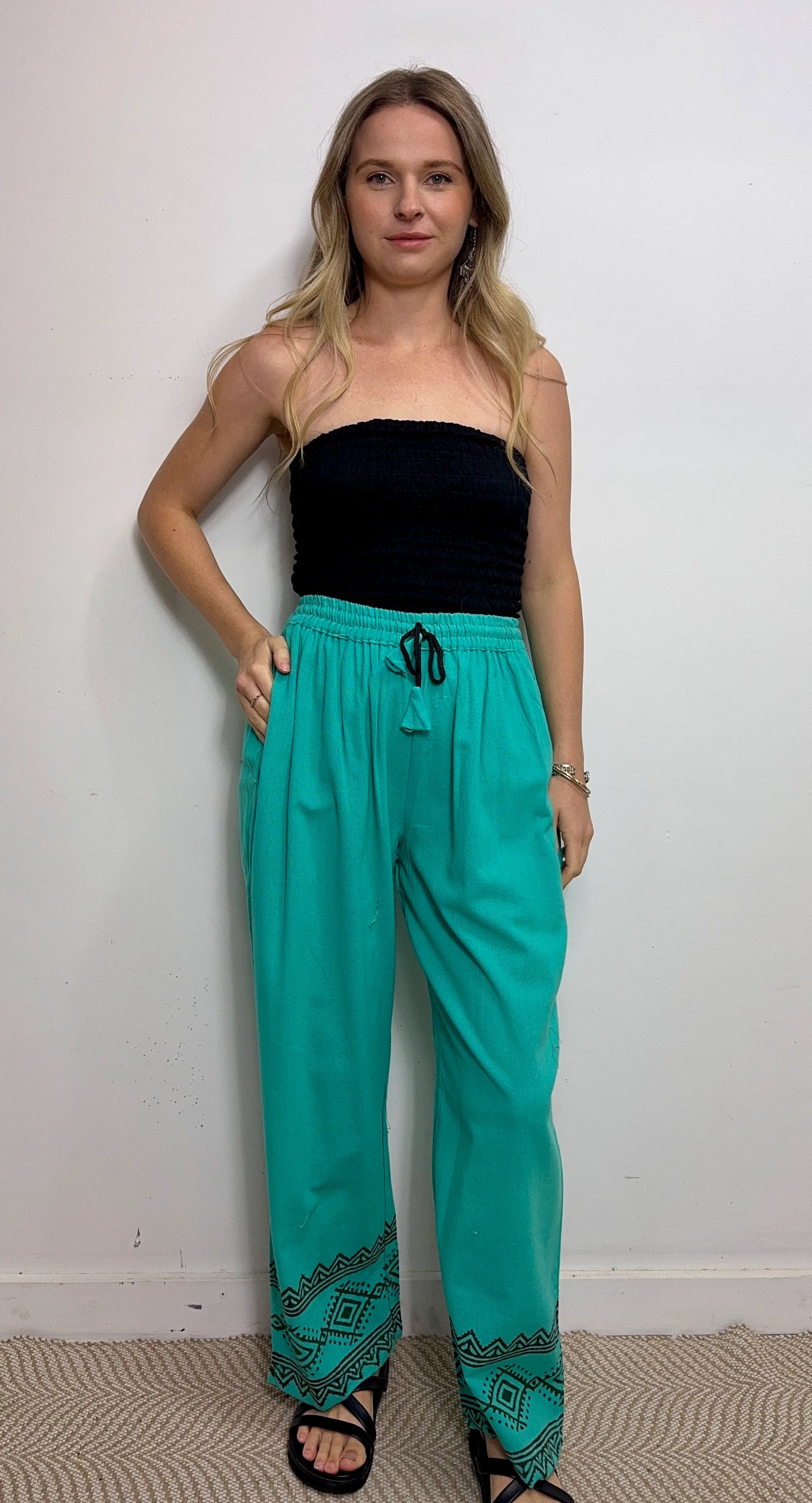 Hemp Cotton Block Print Pants