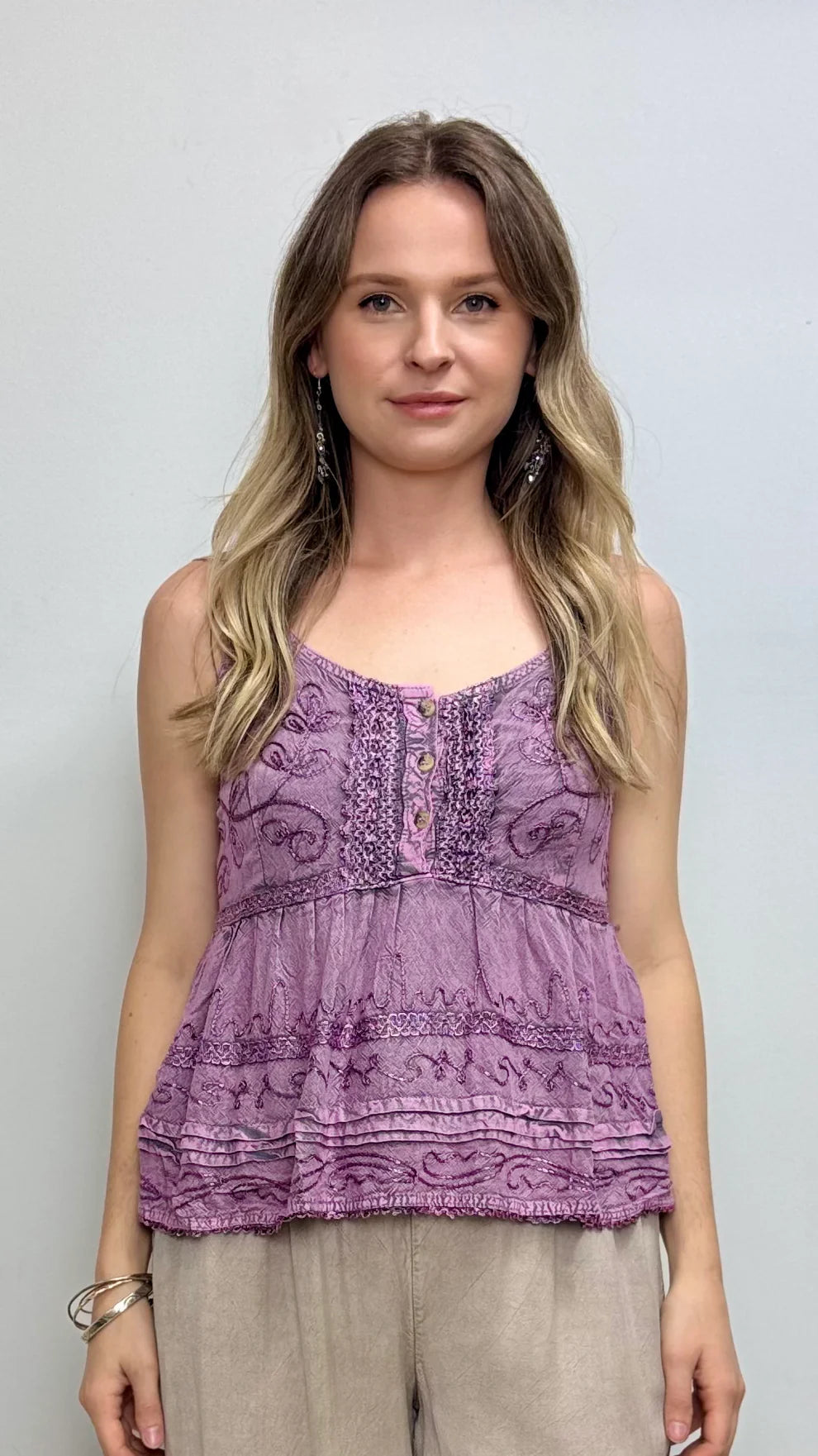 Kacey Stonewash Strap Top