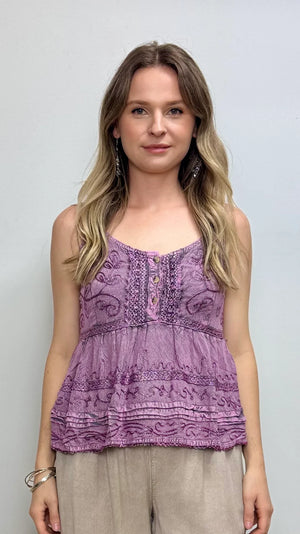 Kacey Stonewash Strap Top