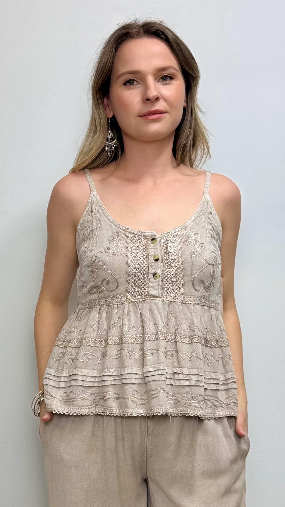 Kacey Stonewash Strap Top