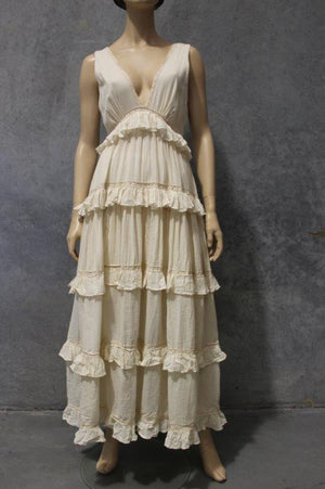 PLUNGE NECK COTTON MAXI