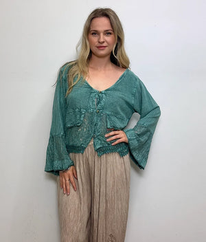 Shana Long Sleeve Stonewash Top