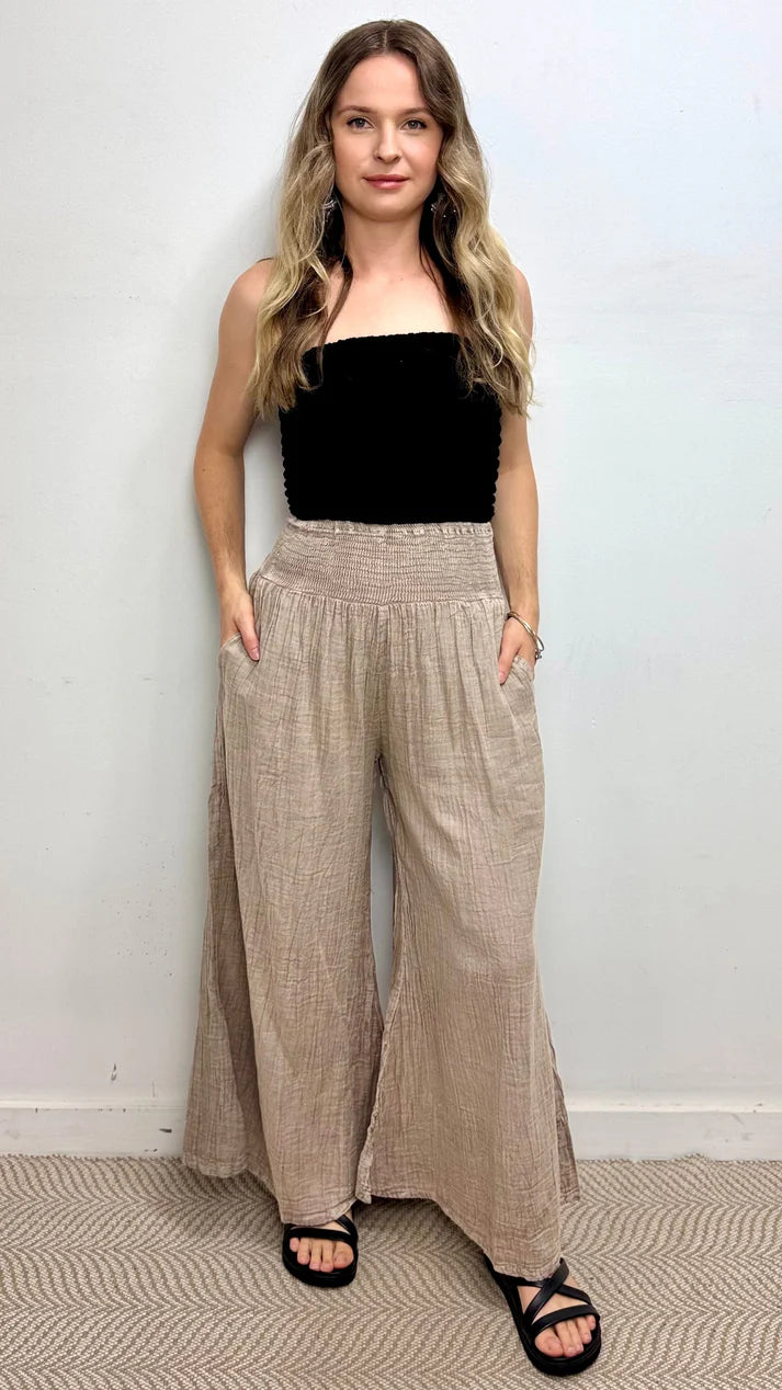 River Stonewash Shirred Pants