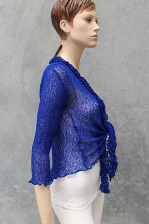 #Mesh Frill Cardigan