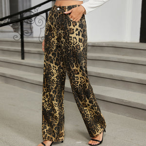 Leopard Print Flared Jeans