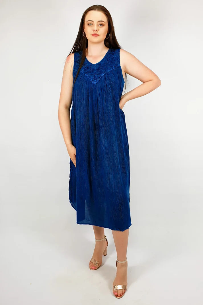 Plain Sleeveless Umbrella Maxi Dress