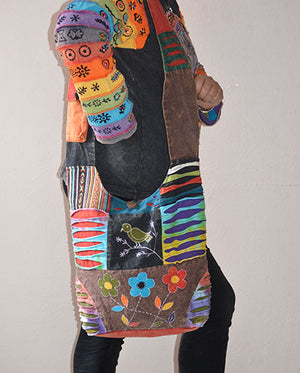 Patchwork Bird Cotton Jogi Bag