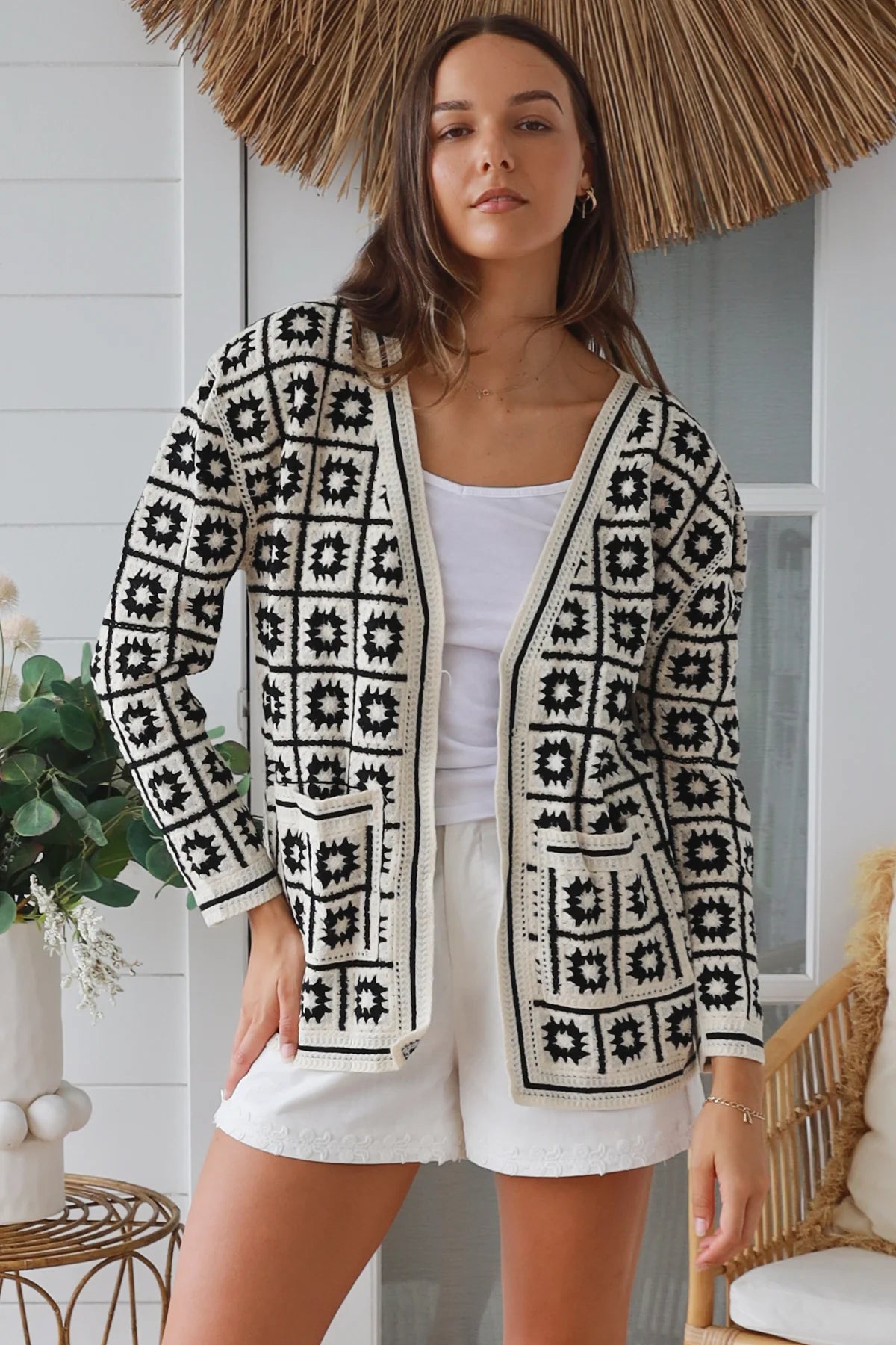 #Macey Crochet Jacket With Pockets