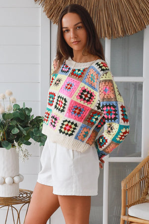 #Raine Patchwork Crochet Jumper