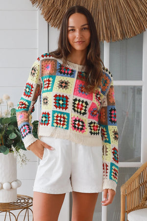 #Raine Patchwork Crochet Jumper