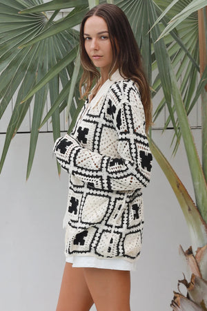 #Korrine Collared Button Up Crochet Jacket