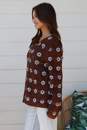 #Decorative Flower Crochet Jumper