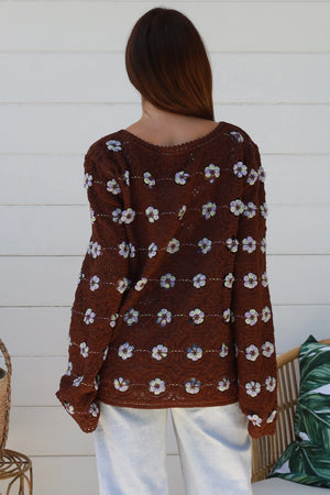 #Decorative Flower Crochet Jumper
