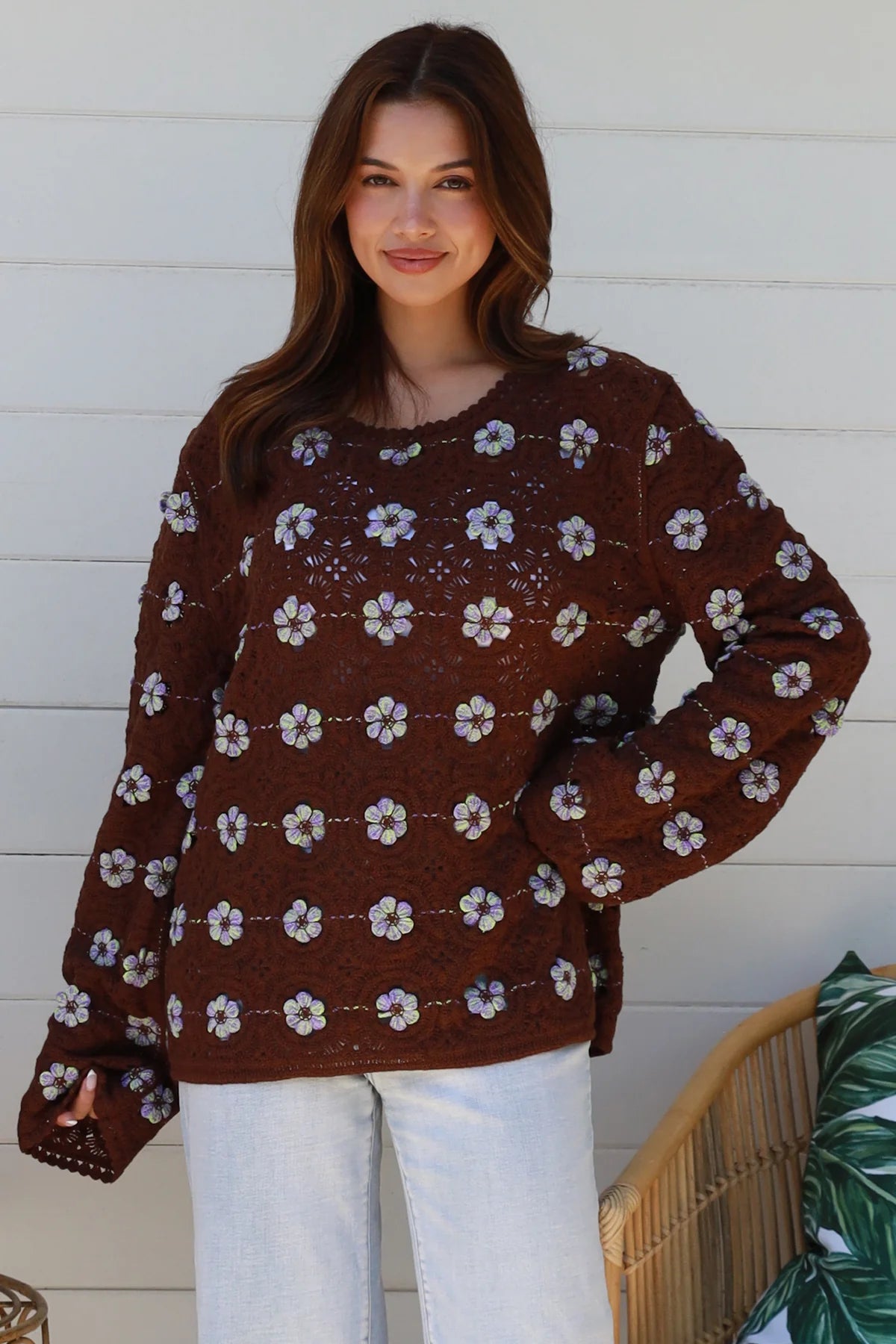 #Decorative Flower Crochet Jumper