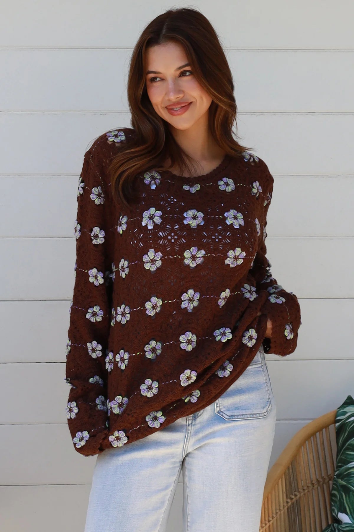 #Decorative Flower Crochet Jumper
