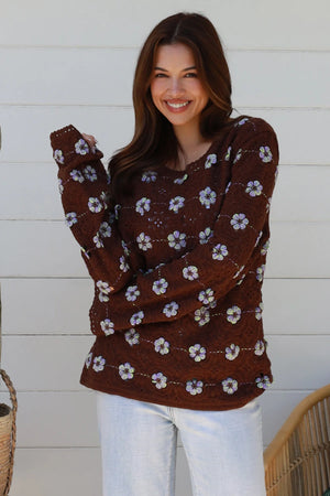 #Decorative Flower Crochet Jumper