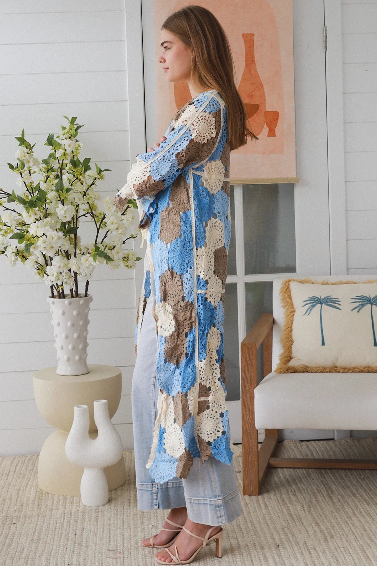 Maxi Flower Panel Crochet Cardigan