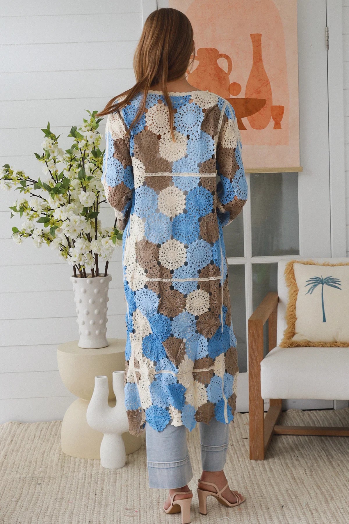 Maxi Flower Panel Crochet Cardigan