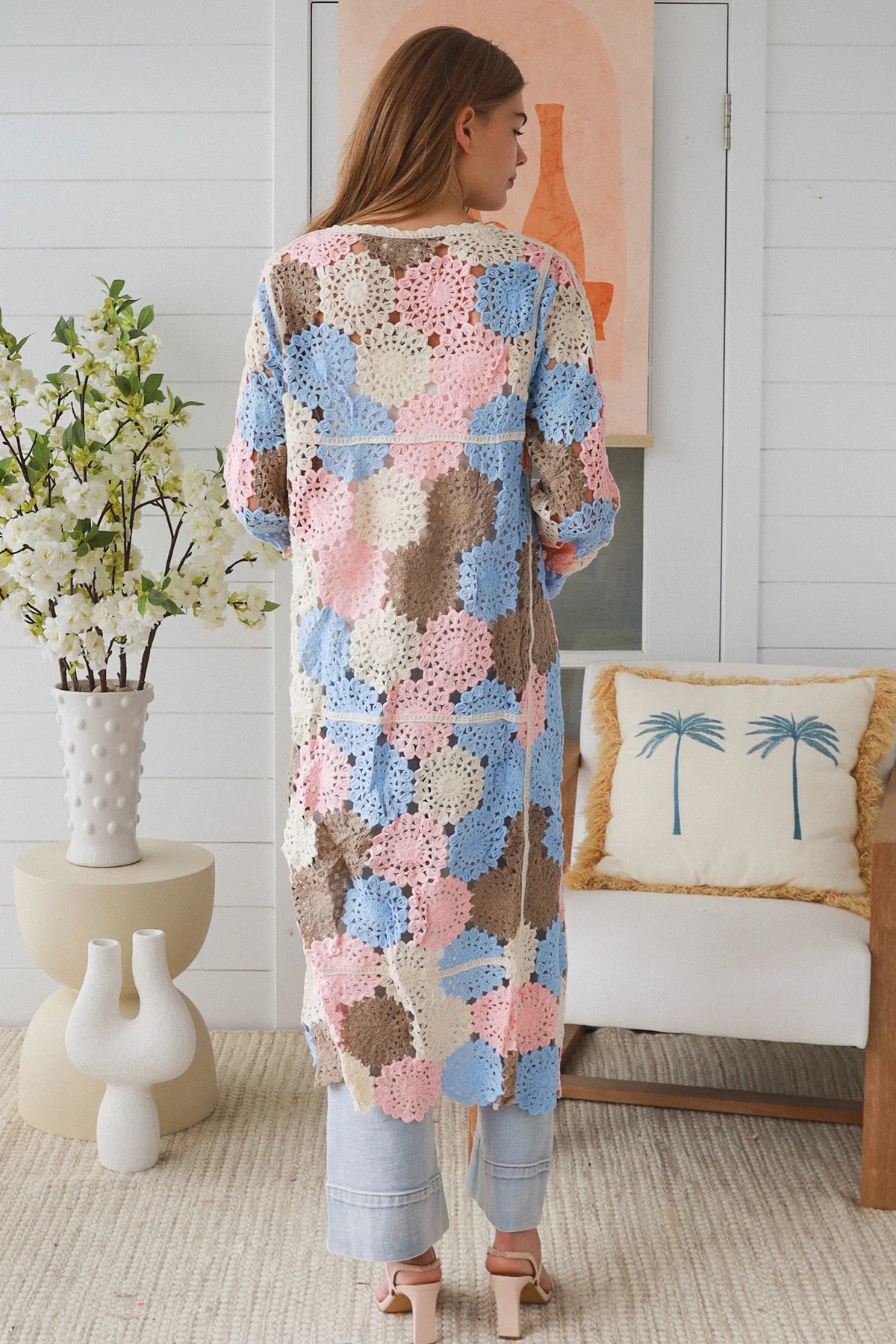 Maxi Flower Panel Crochet Cardigan