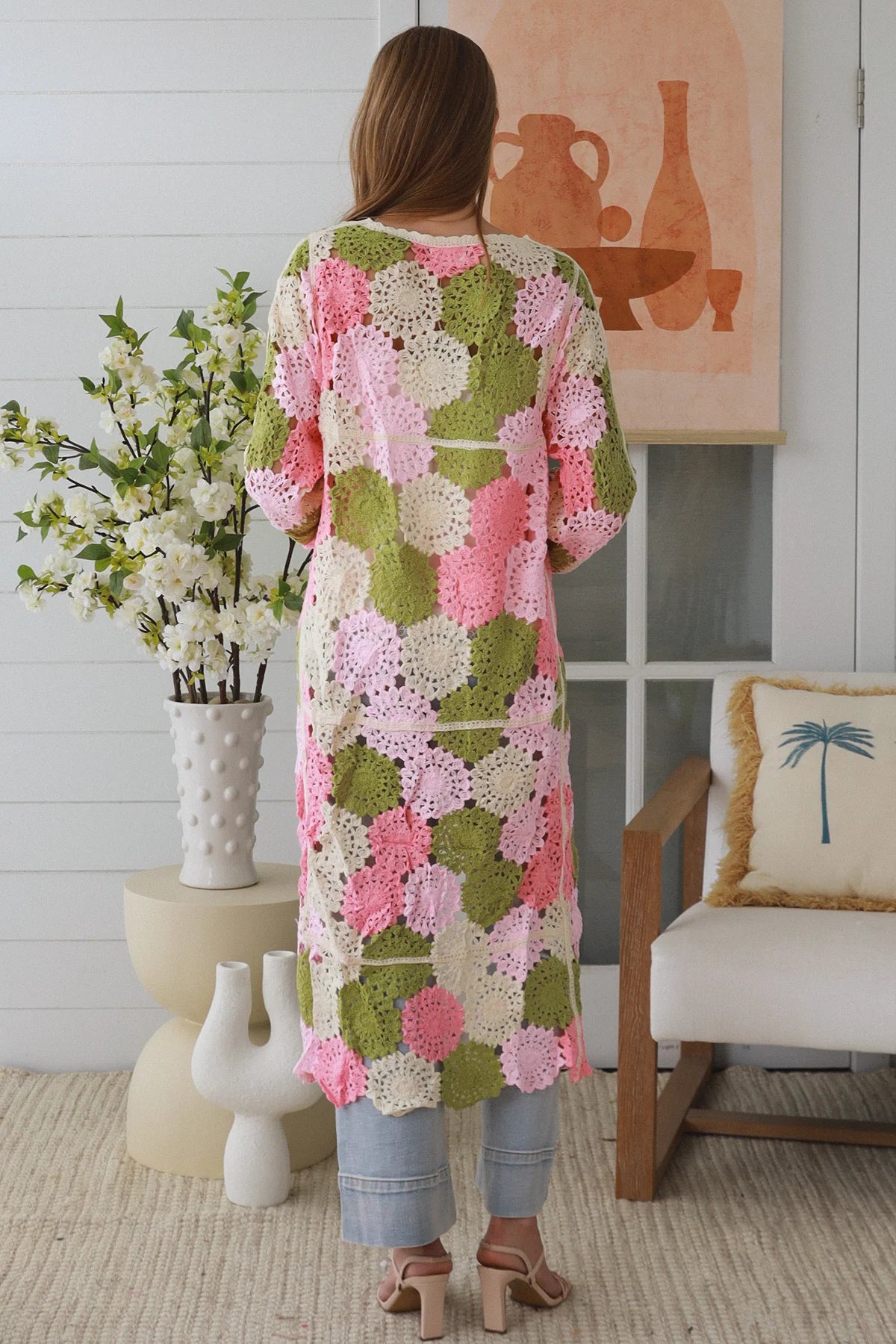 Maxi Flower Panel Crochet Cardigan