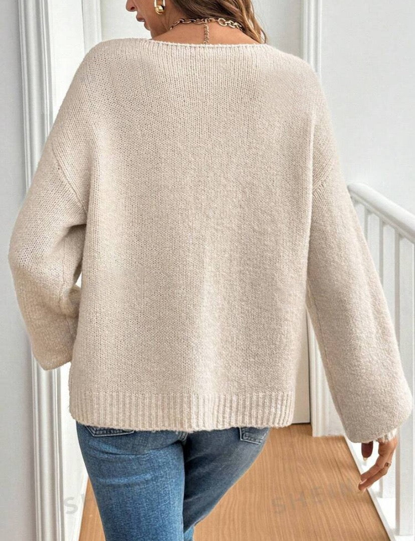 #Tie Front Knit Cardi Cream