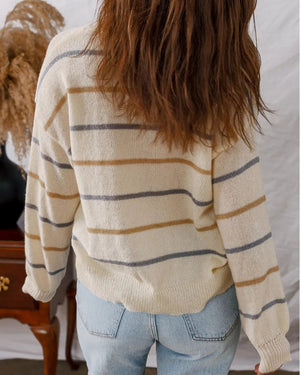 #Striped Colour Trim Knit Jumper