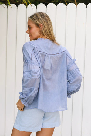 Amy Pintuck Puff Sleeve Blouse