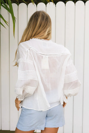 Amy Pintuck Puff Sleeve Blouse