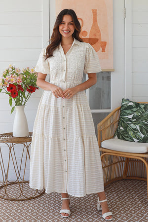 Coastal Vibes Striped Maxi Dress