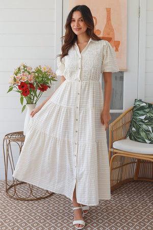 Coastal Vibes Striped Maxi Dress