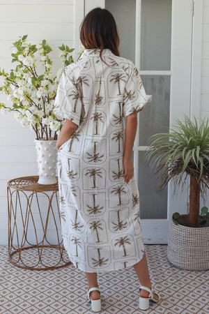 Arch Palms Button Up Shirt Dress