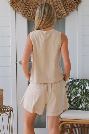 #Summer Coastal Tie Front Singlet & Shorts Coordinate Set