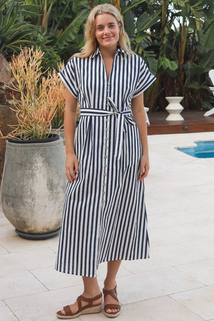 Tia Striped Button Down Maxi Dress