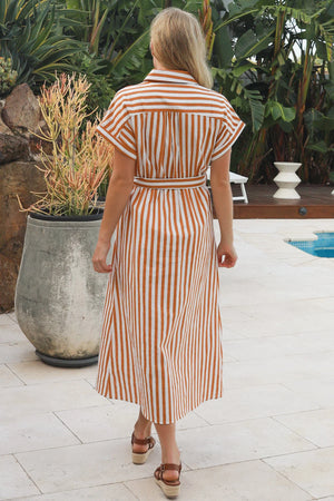 Tia Striped Button Down Maxi Dress
