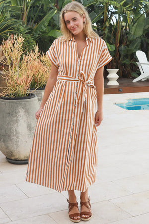 Tia Striped Button Down Maxi Dress