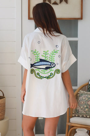 #Sea Life Short Sleeve Button Up Shirt