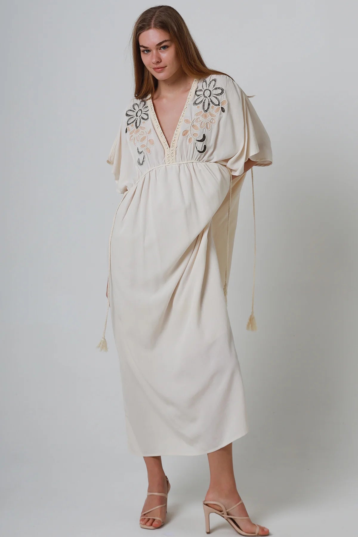 Cleopatra Floral Embroidered Maxi Dress