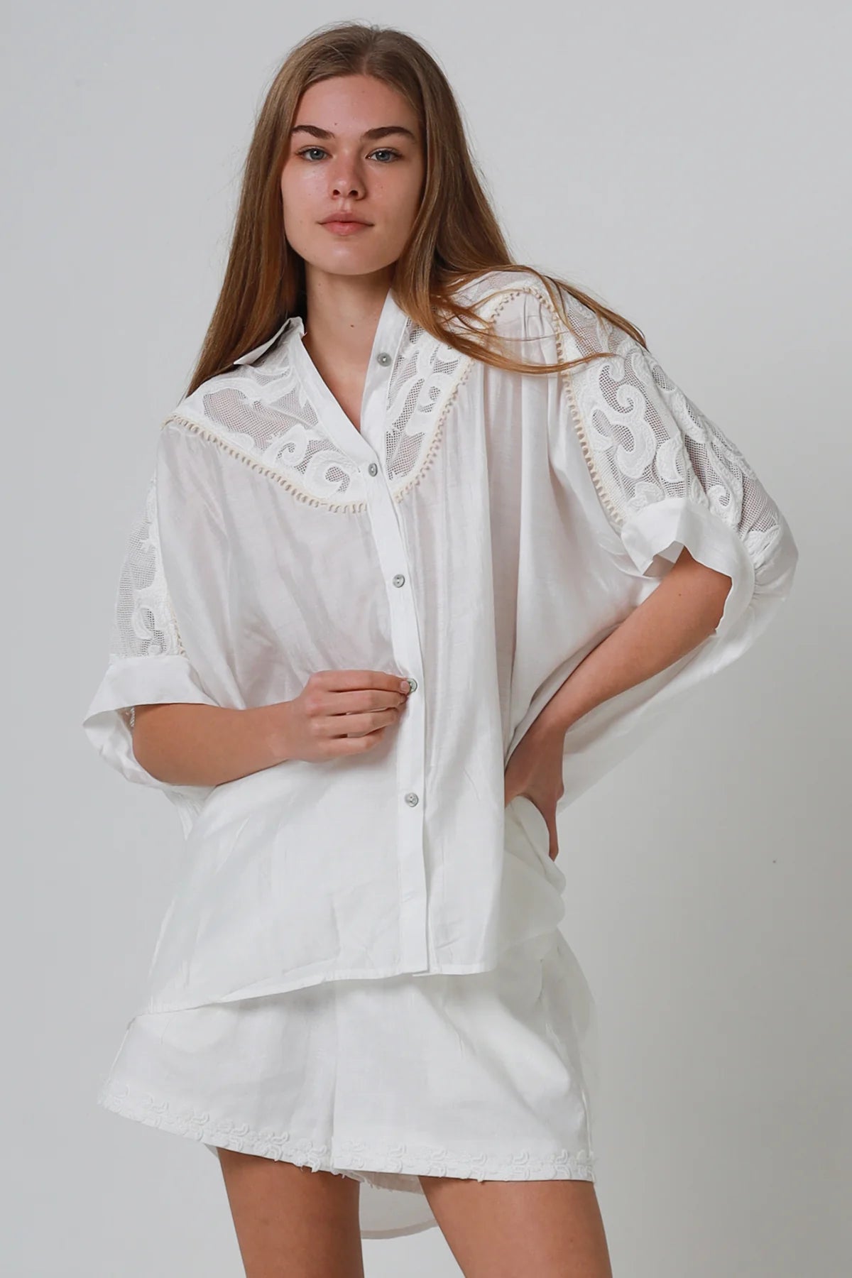 Mesh Short Sleeve Button Up Shirt