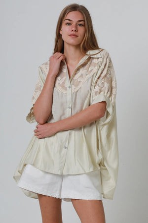 Mesh Short Sleeve Button Up Shirt