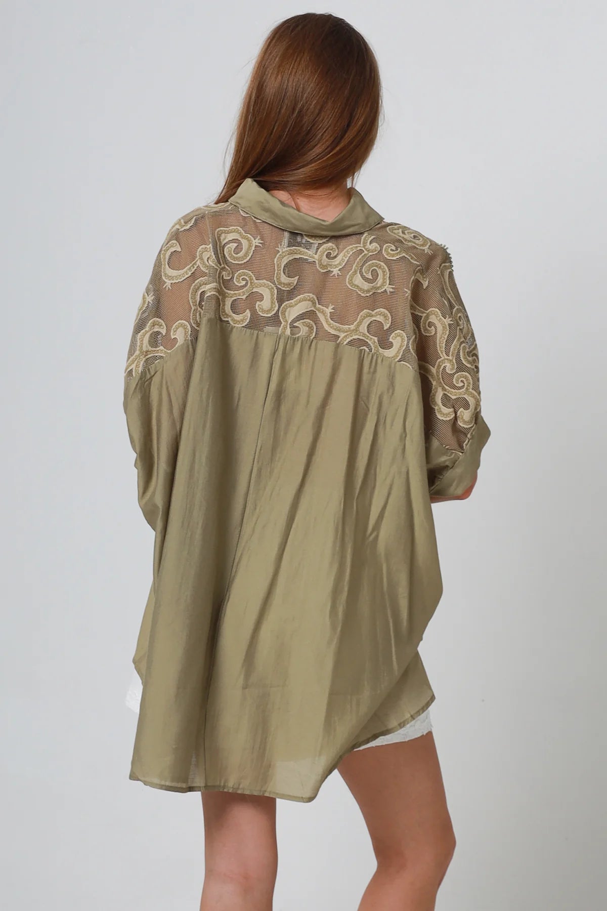 Mesh Short Sleeve Button Up Shirt