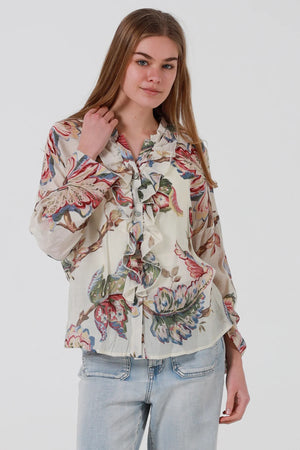 Lori Ruffled Button Up Blouse