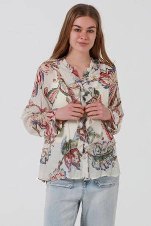 Lori Ruffled Button Up Blouse