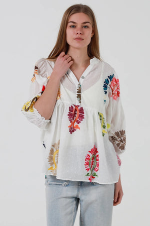 Paisley Embroidered Blouse
