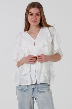 Shirley Ruffled Button Up Blouse
