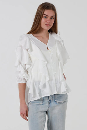 Shirley Ruffled Button Up Blouse