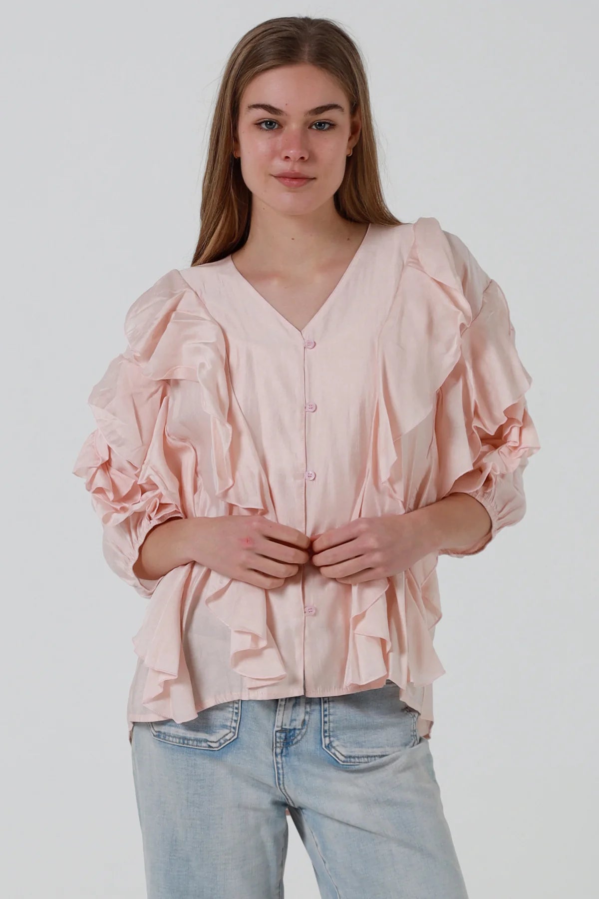 Shirley Ruffled Button Up Blouse