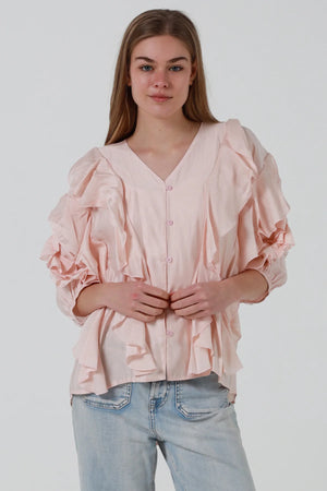 Shirley Ruffled Button Up Blouse