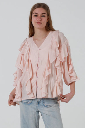 Shirley Ruffled Button Up Blouse